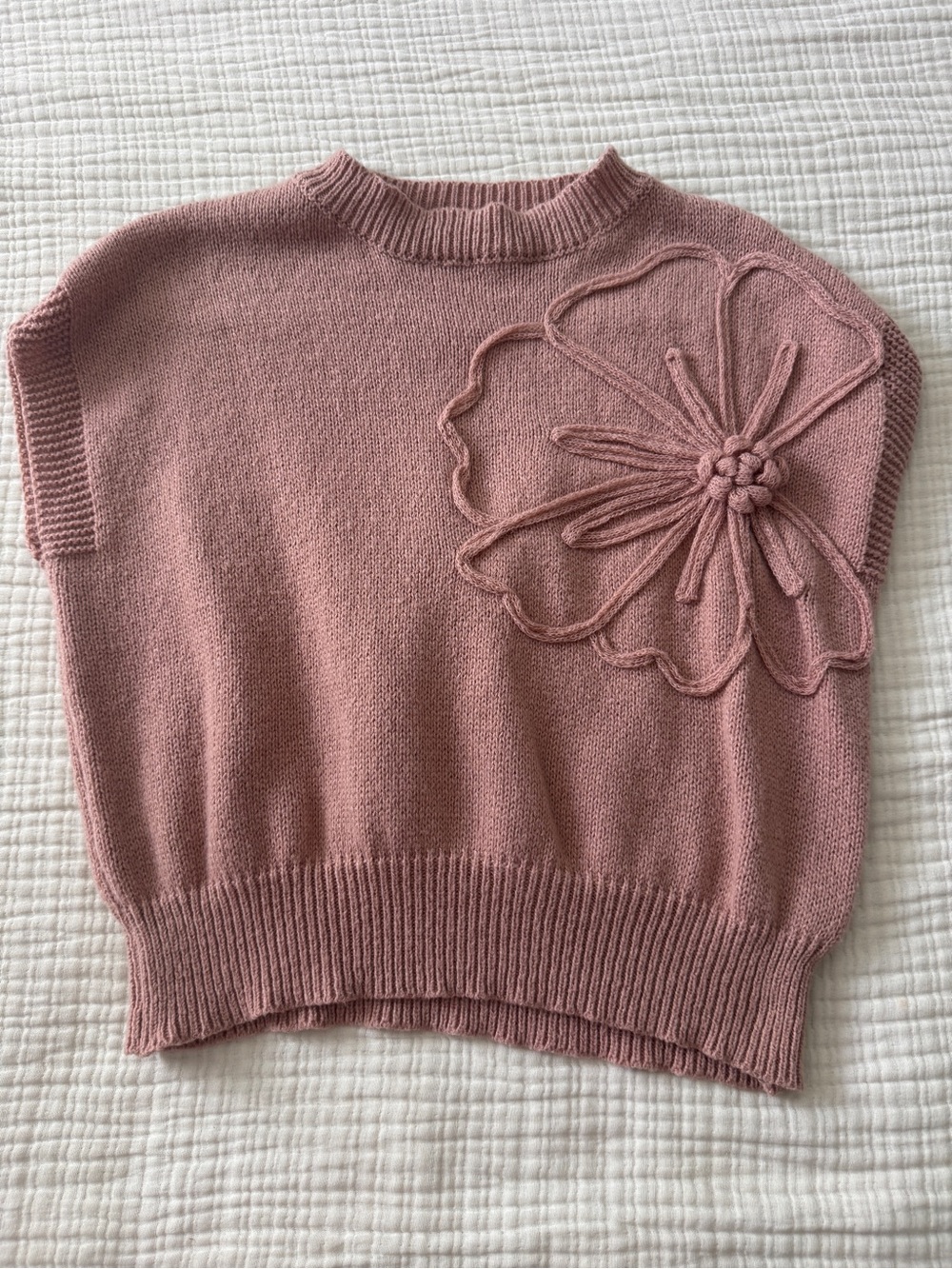 Women's Rose Pink Floral Appliqué Sweater -
